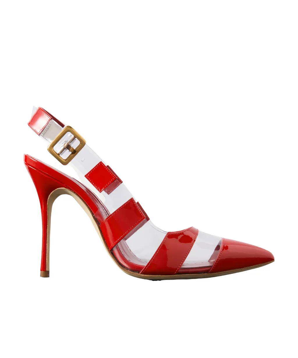 Pin-Button Open-And-Close High-Heeled Sandals