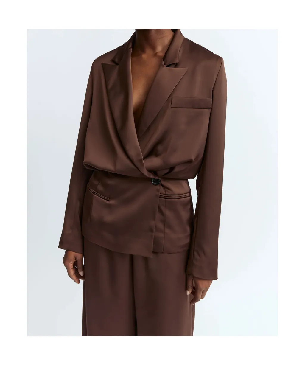Ardo Wrap-Effect Satin Blazer