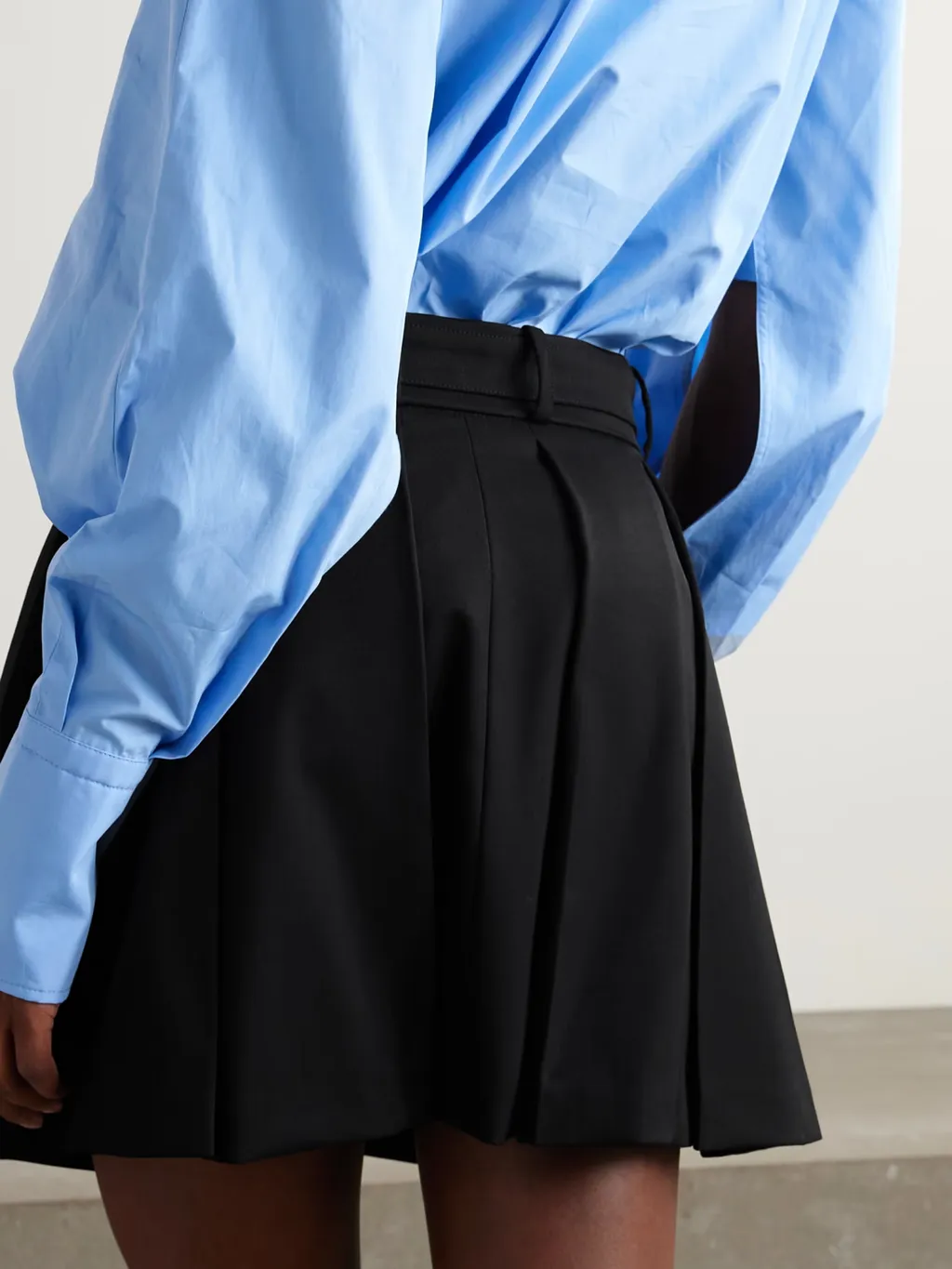 Belted Pleated Mini Skirt
