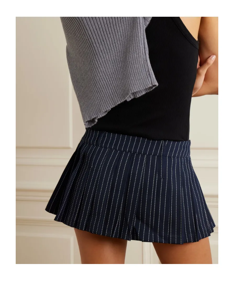 Blake Pleated Pinstriped Twill Mini Skirt