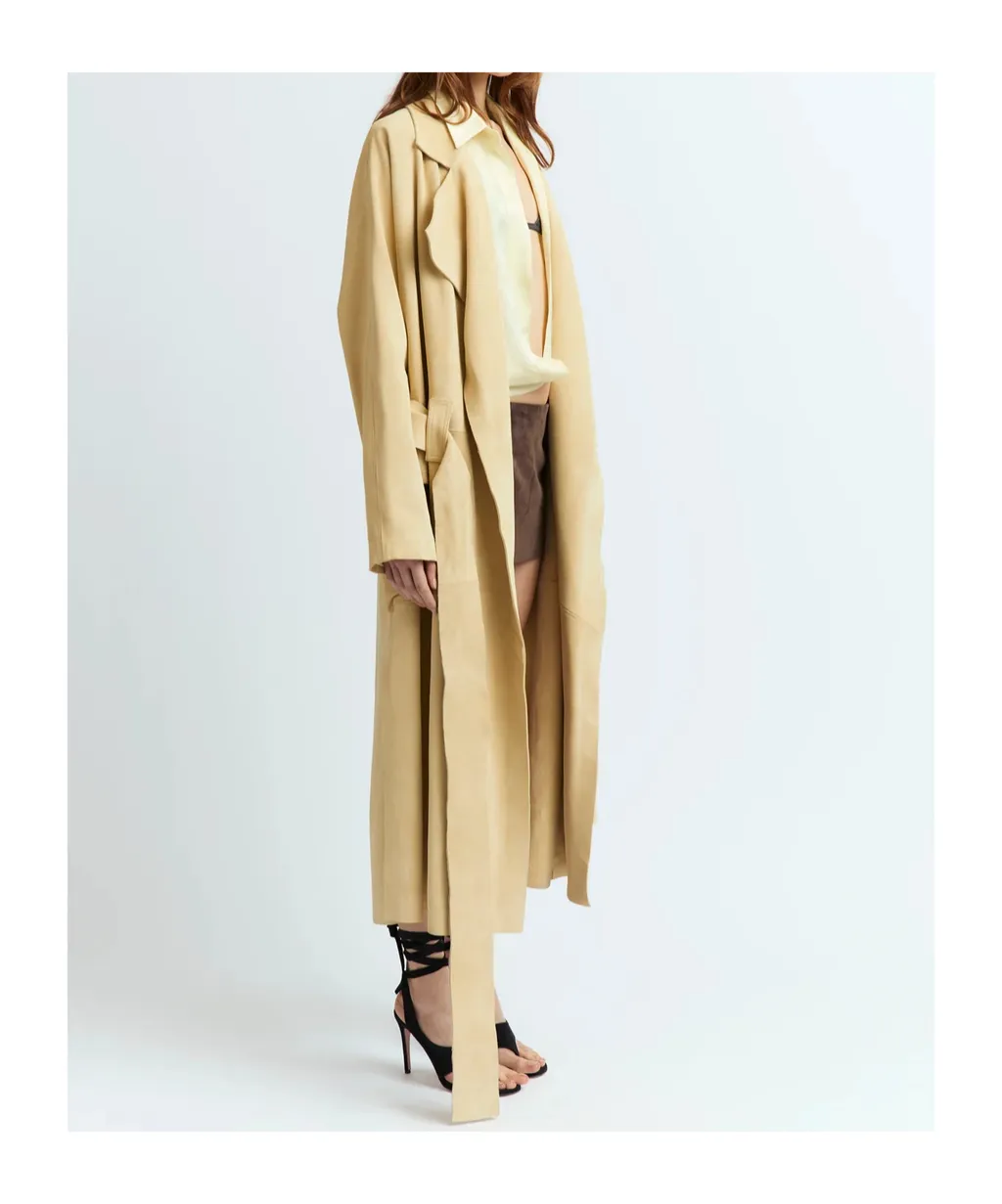 Cinzia Belted Suede Trench Coat