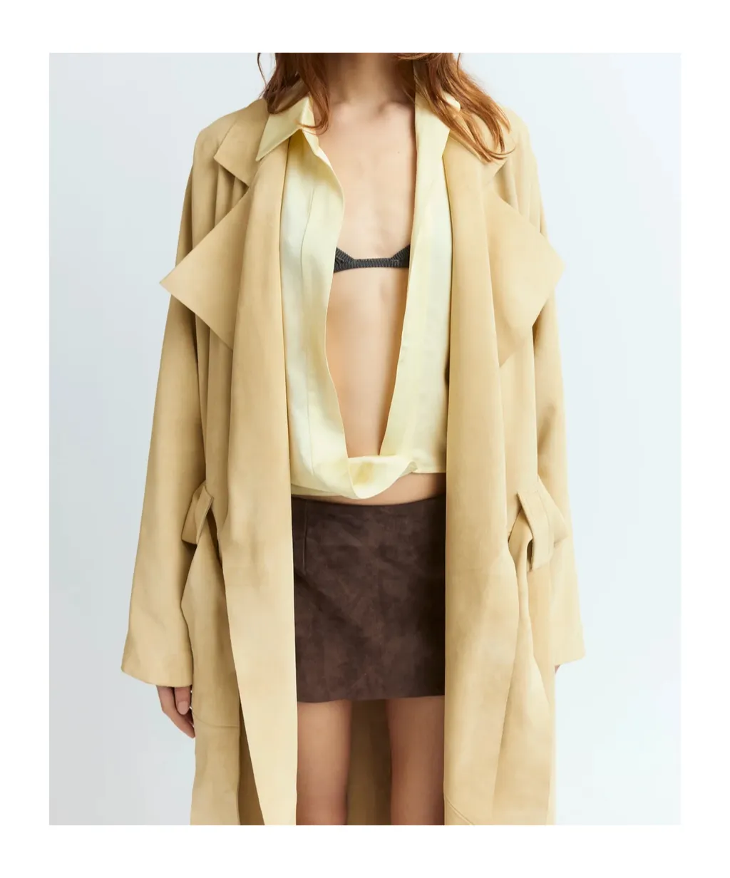 Cinzia Belted Suede Trench Coat