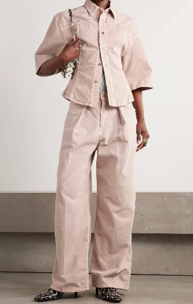 Candy Pleated Mid-Rise Wide-Leg Jeans