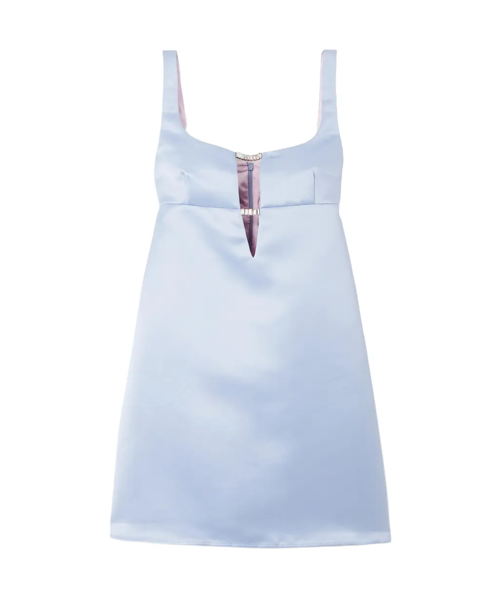 Crystal-Embellished Satin-Finish Dress