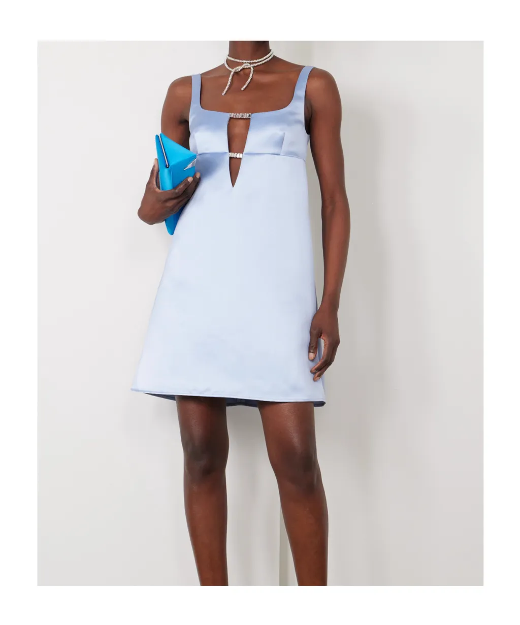 Crystal-Embellished Satin-Finish Dress