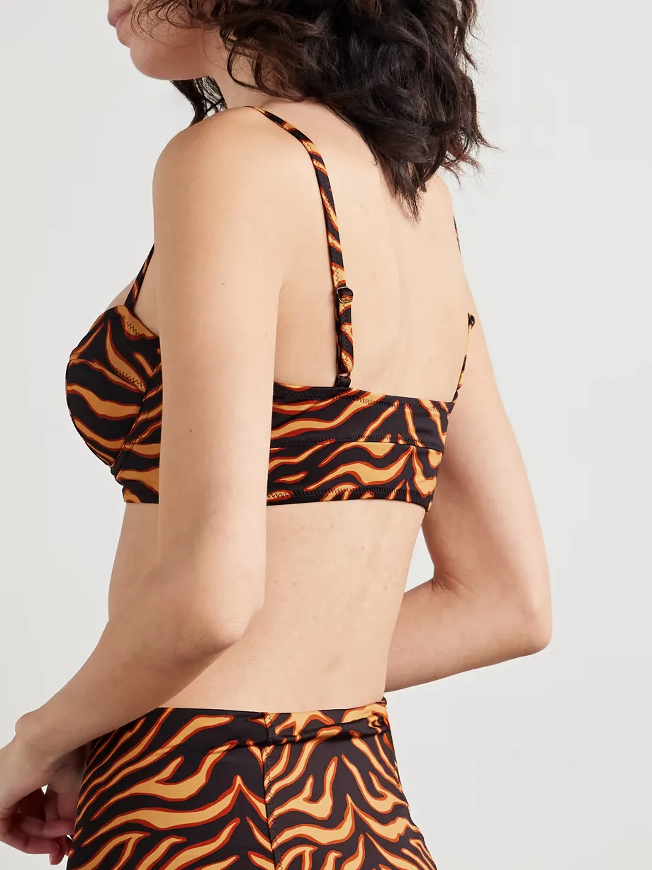 Leather-Patterned Belted Bikini Top