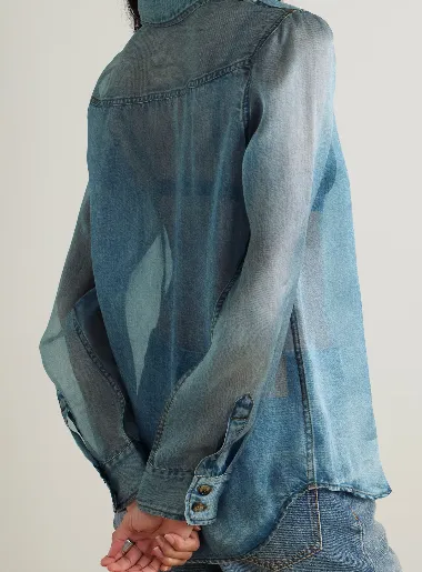 Illusion-Print Chiffon Blouse