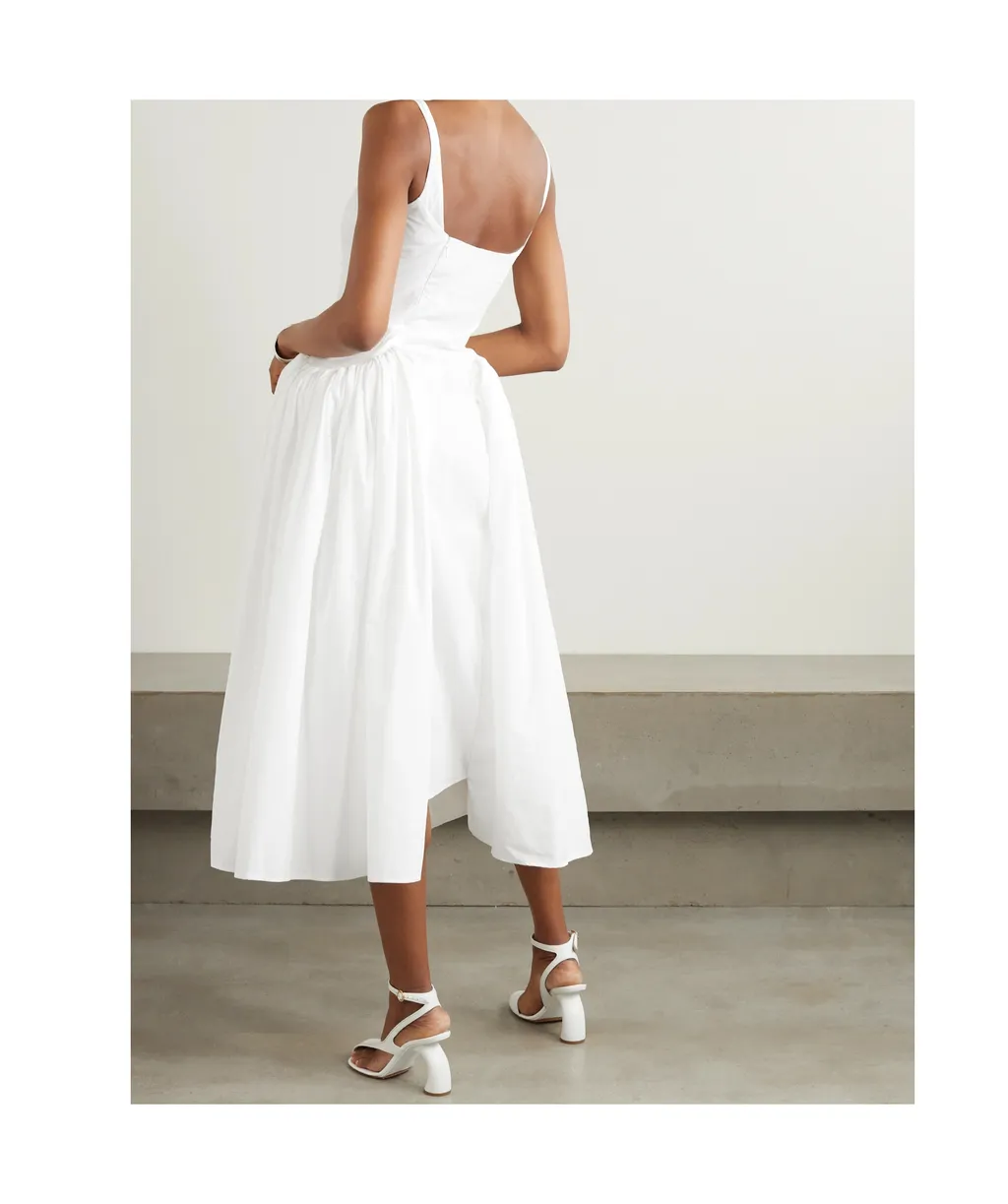 Vezile Pleated Cotton-Poplin Midi Dress