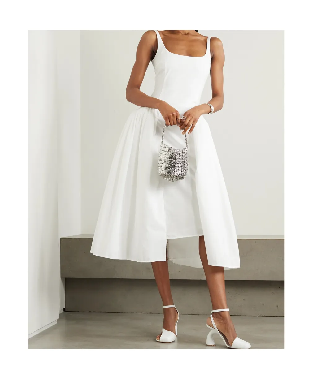 Vezile Pleated Cotton-Poplin Midi Dress