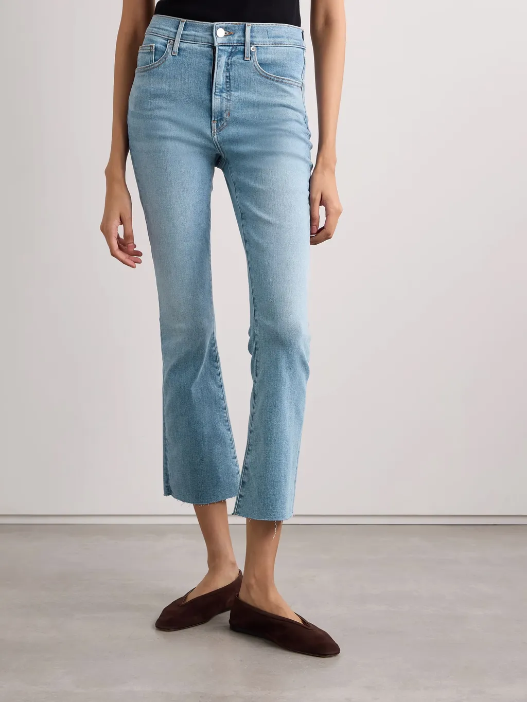 High-Waisted Flared Cropped Jeans