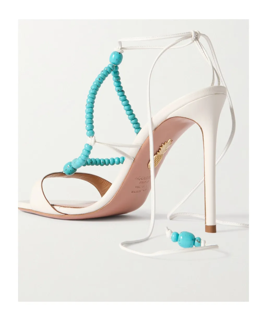 Beaded High-Heeled Sandals