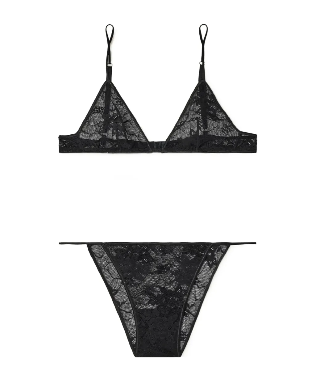 Stretch Lace Bra And Briefs Set Lingerie