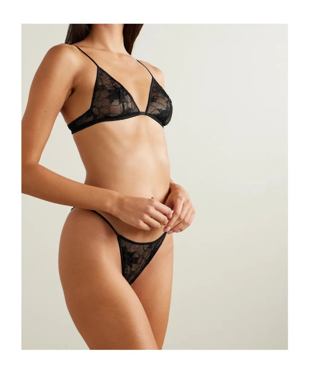 Stretch Lace Bra And Briefs Set Lingerie