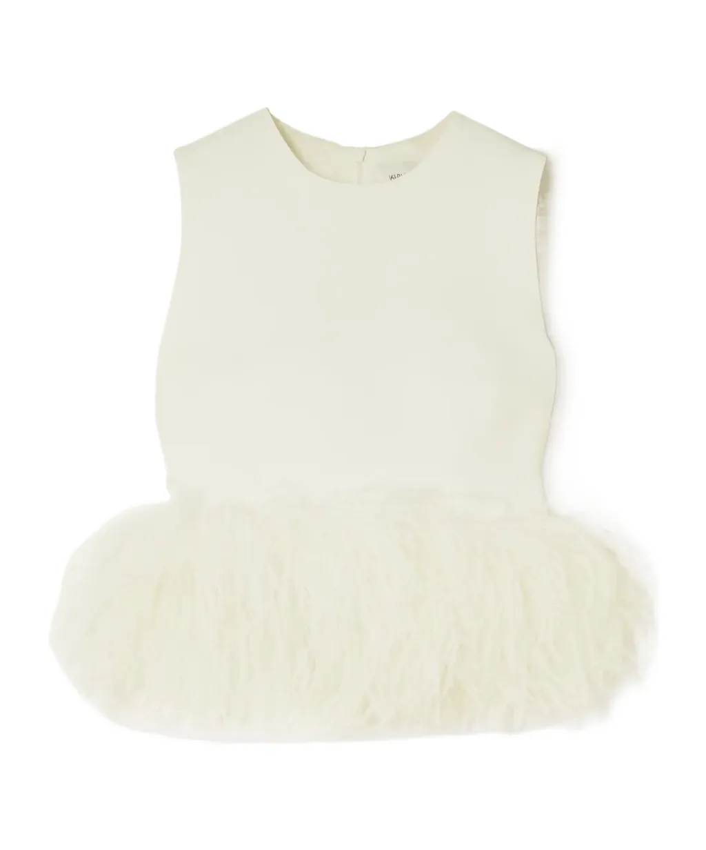 Hoku Short Feather-Trimmed Crepe Vest