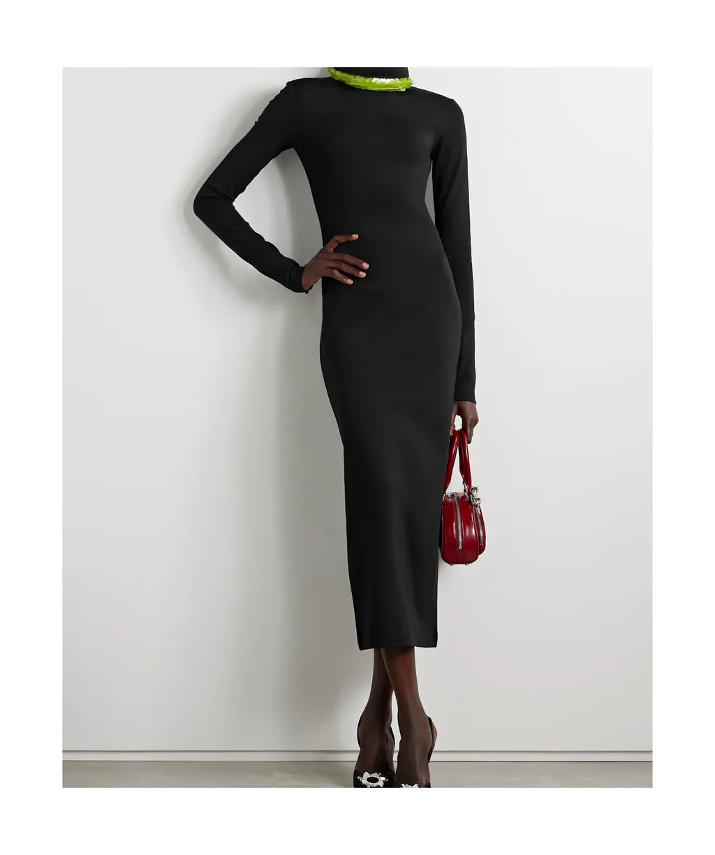 Weir Sequin-Embellished Cady Turtleneck Midi Dress