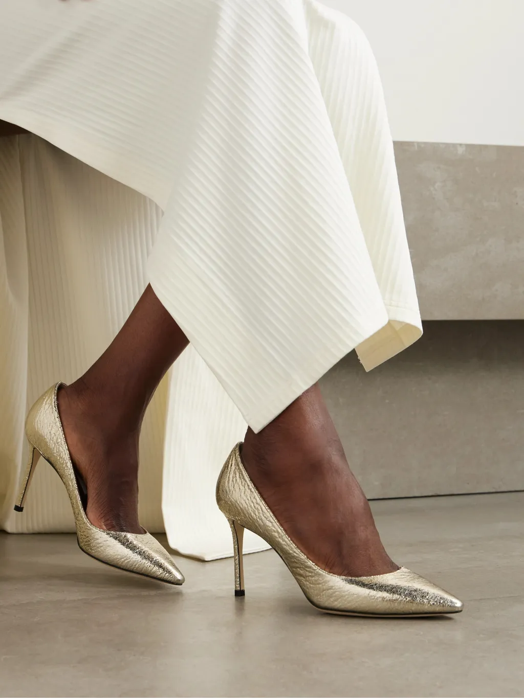 Romy Metallic Pleated High Heels
