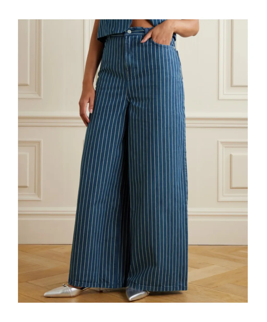 Sasha Striped Wide-Leg Jeans