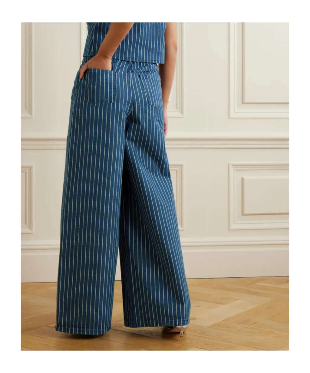Sasha Striped Wide-Leg Jeans