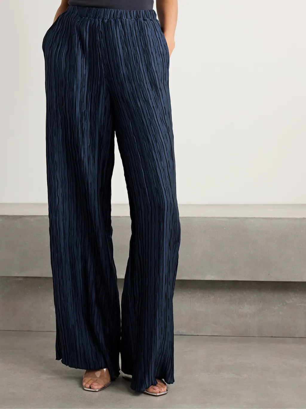 Wide-Leg Trousers With Fine Pleats