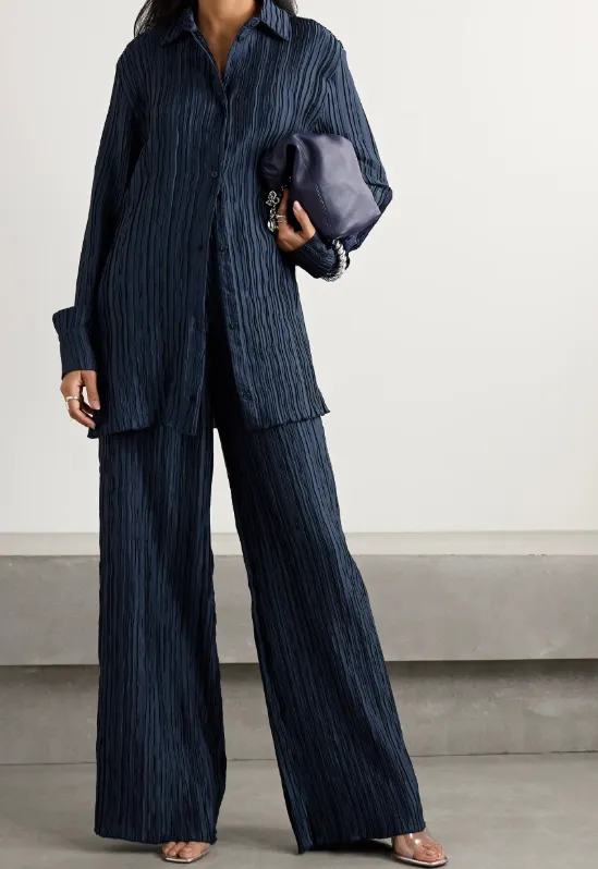 Wide-Leg Trousers With Fine Pleats