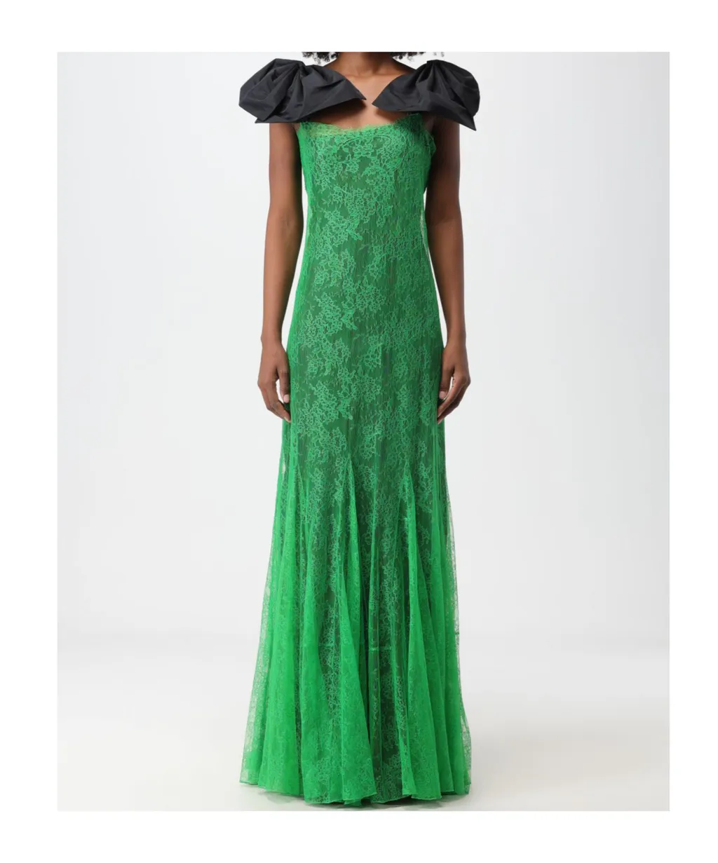 Bow-Embellished Lace Gown
