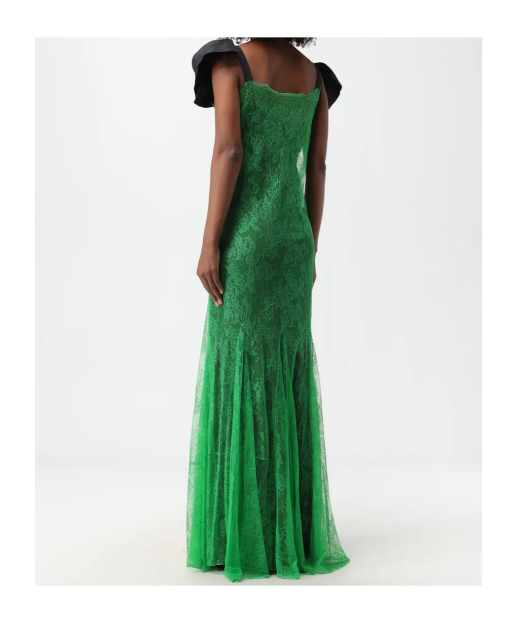 Bow-Embellished Lace Gown