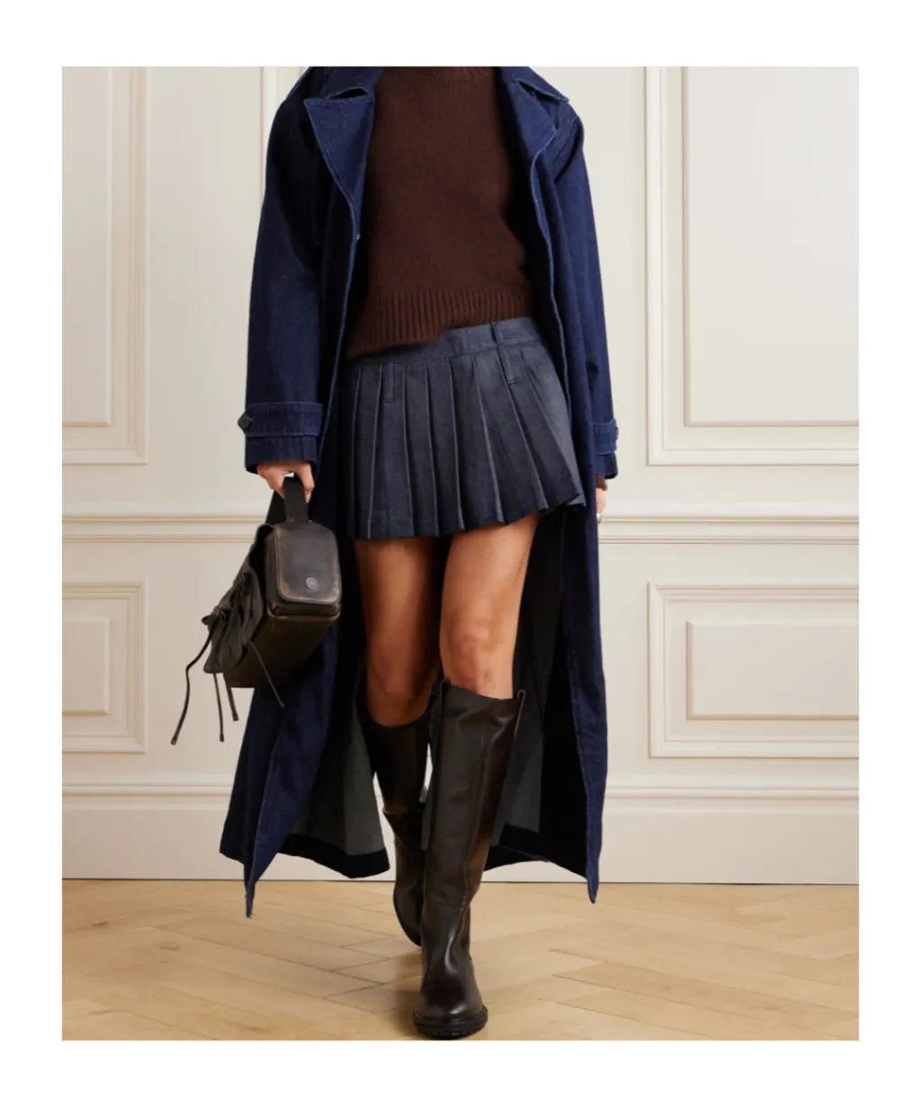 Blake Pleated Denim Mini Skirt
