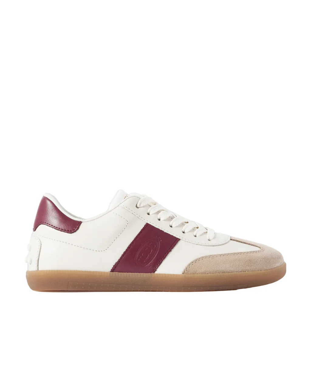 Cassetta Suede-Trimmed Leather Sneakers
