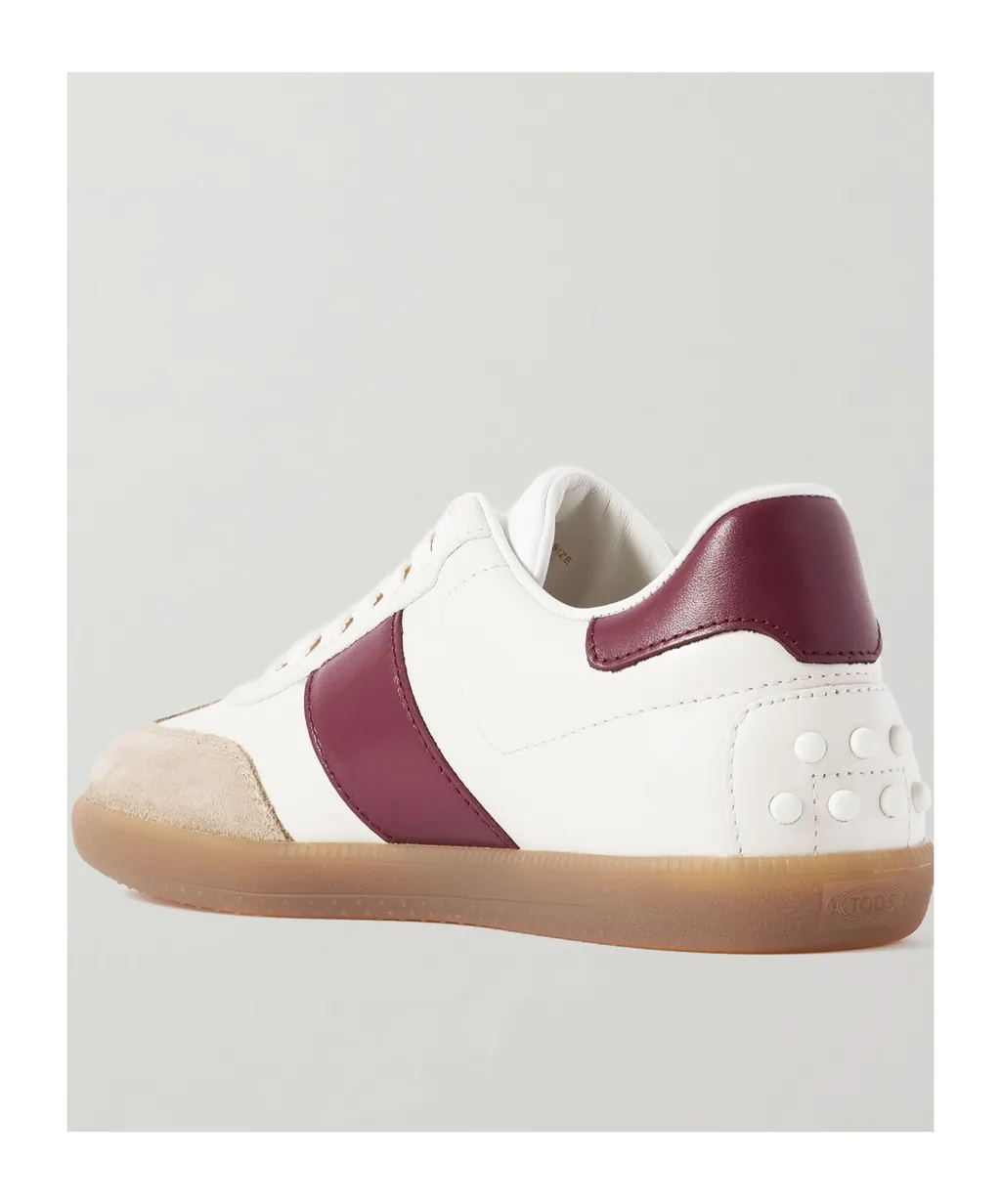 Cassetta Suede-Trimmed Leather Sneakers