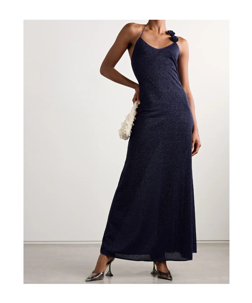 Stretch-Knit Halterneck Maxi Dress
