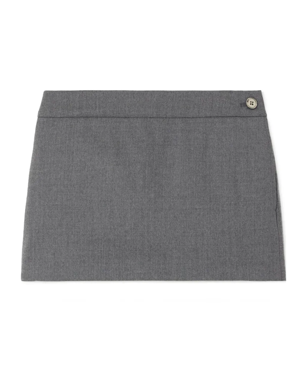 Wool-Blend Twill Mini Skirt