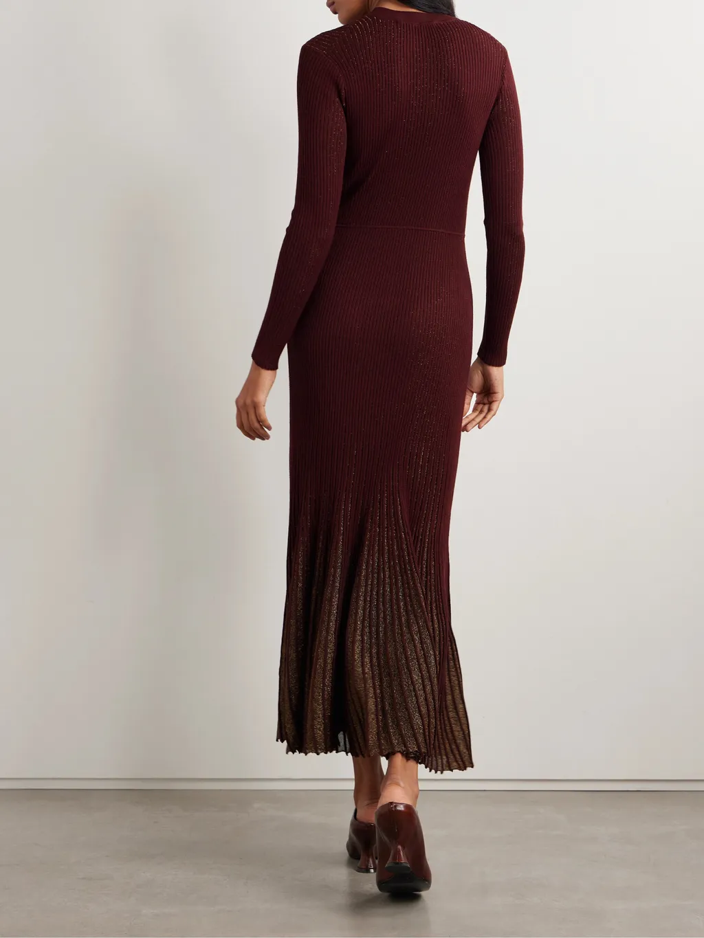 Mila Metallic Ruched Knit Mid-Length Dress