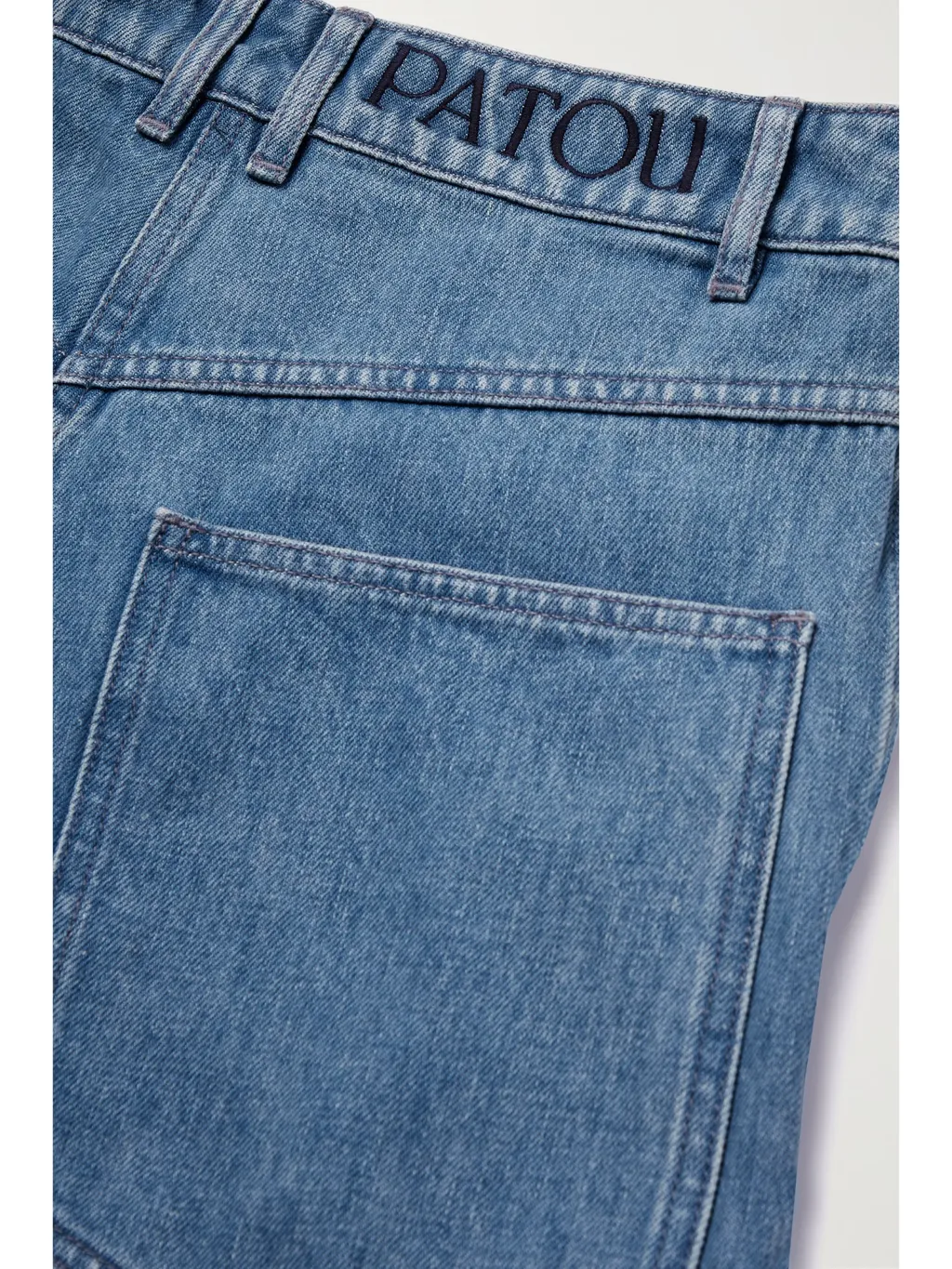 Patchwork Mid-Rise Straight Leg Jeans