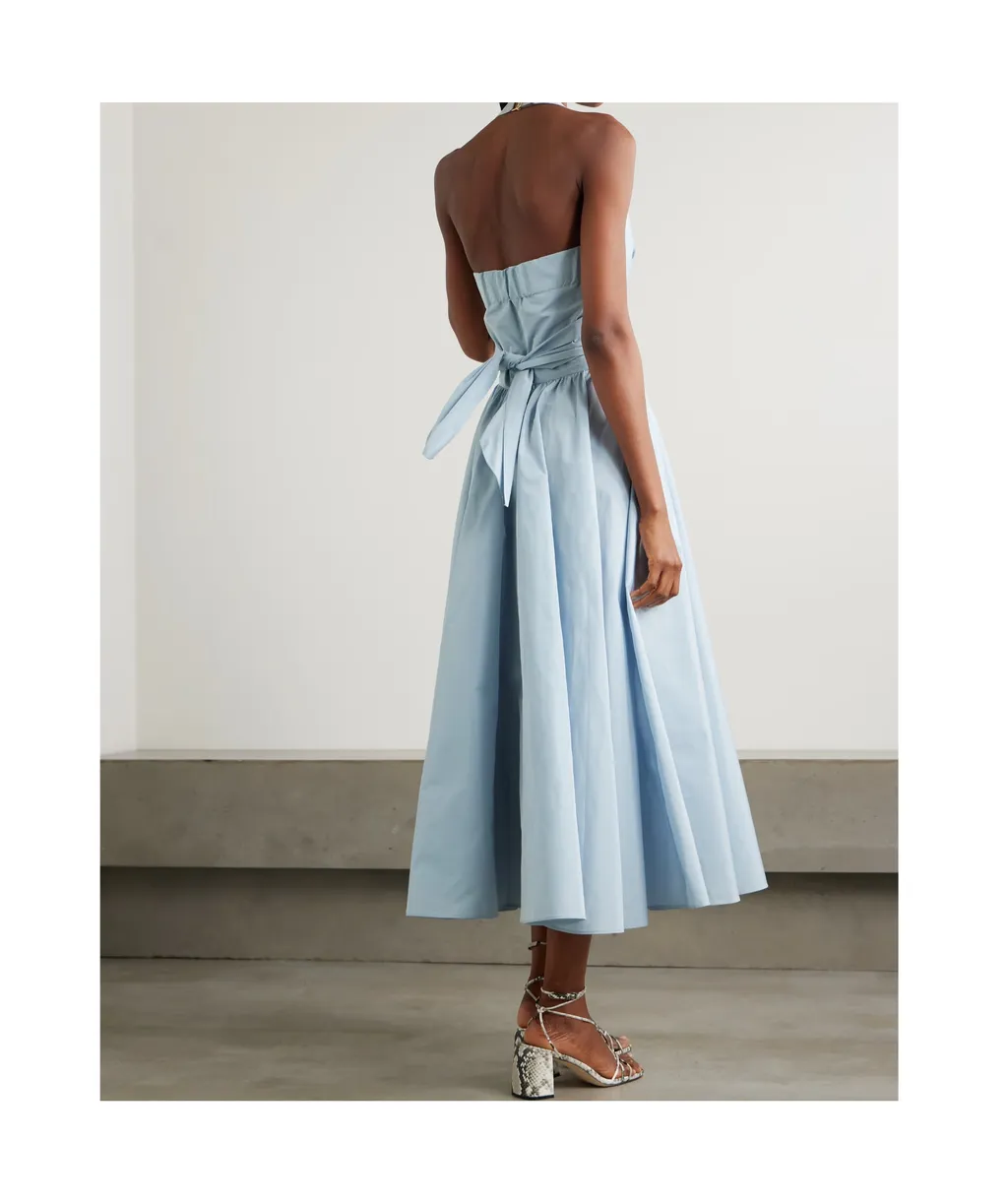 Pleated Halter Neck Midi Dress