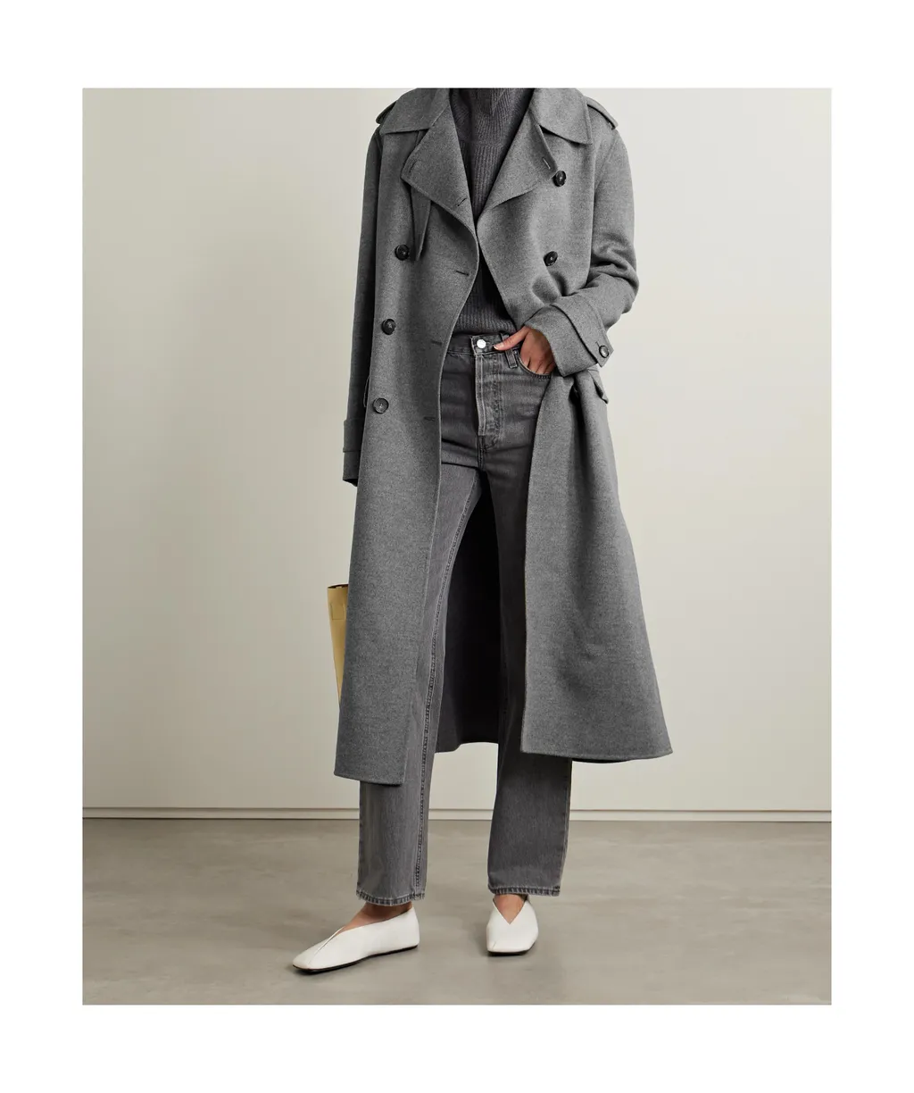 Double-Breasted Wool Trench Coat