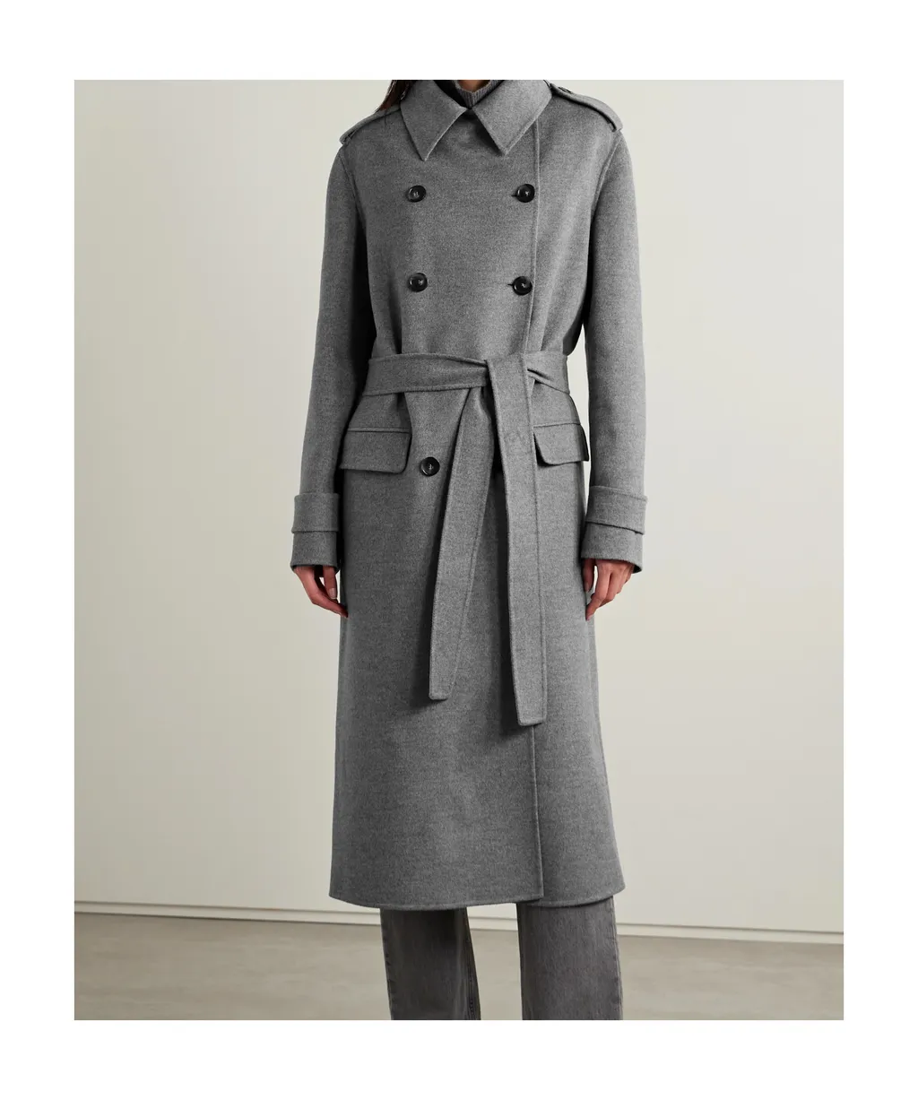 Double-Breasted Wool Trench Coat