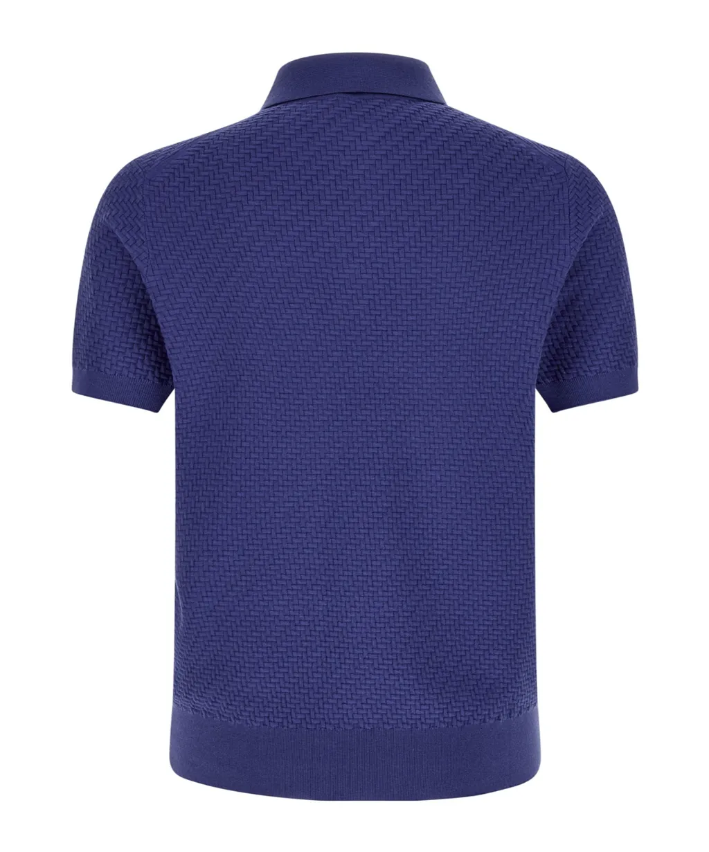 Brioni Woven Pattern Knitted Polo Shirt