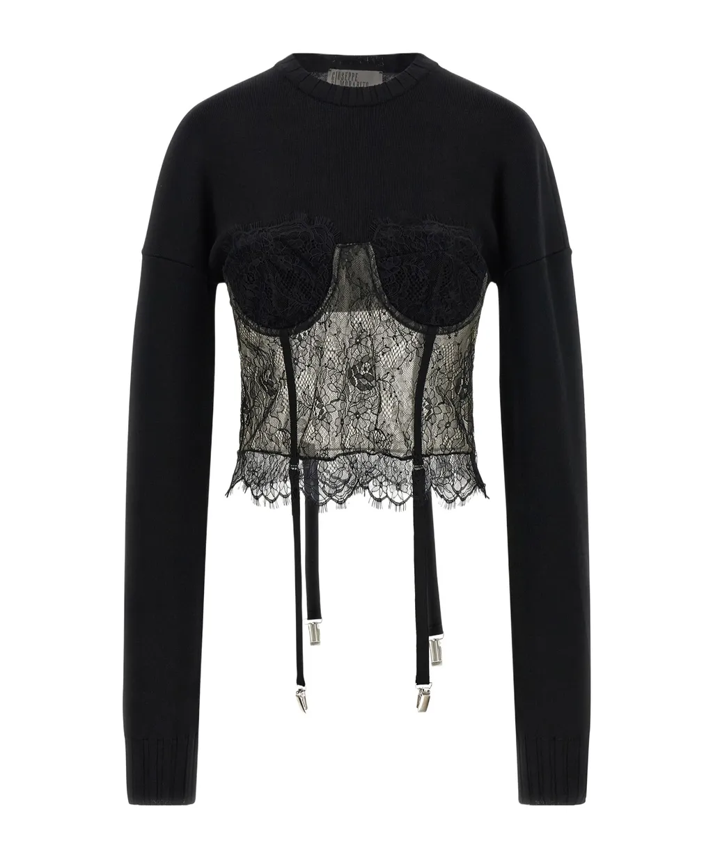 Giuseppe Di Morabito Lace Sheer Knitted Top