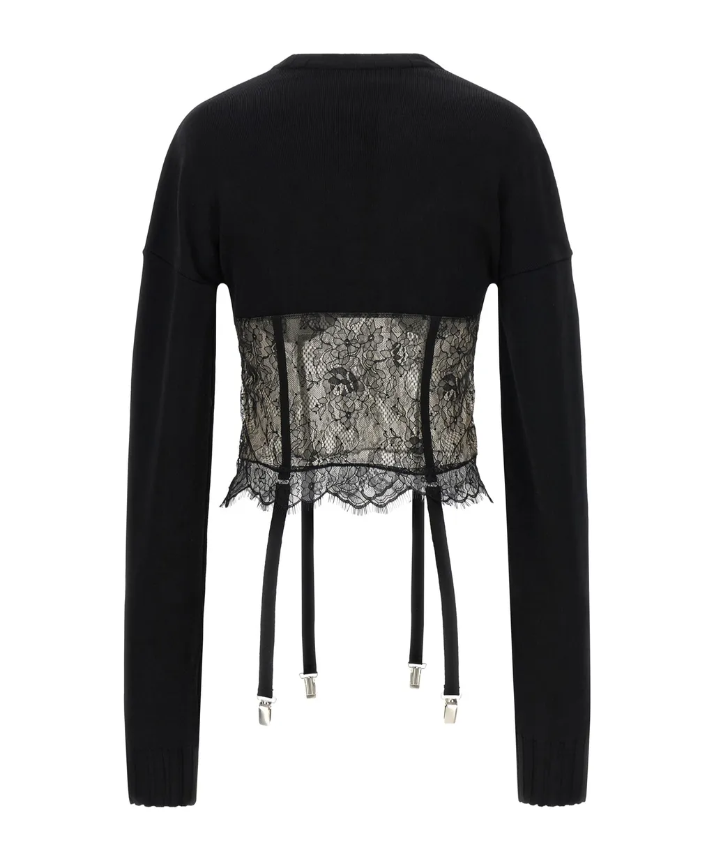 Giuseppe Di Morabito Lace Sheer Knitted Top