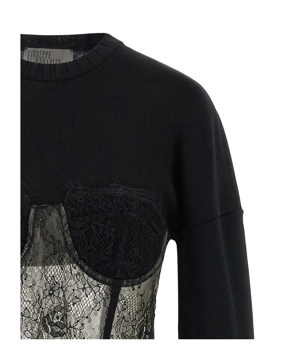 Giuseppe Di Morabito Lace Sheer Knitted Top