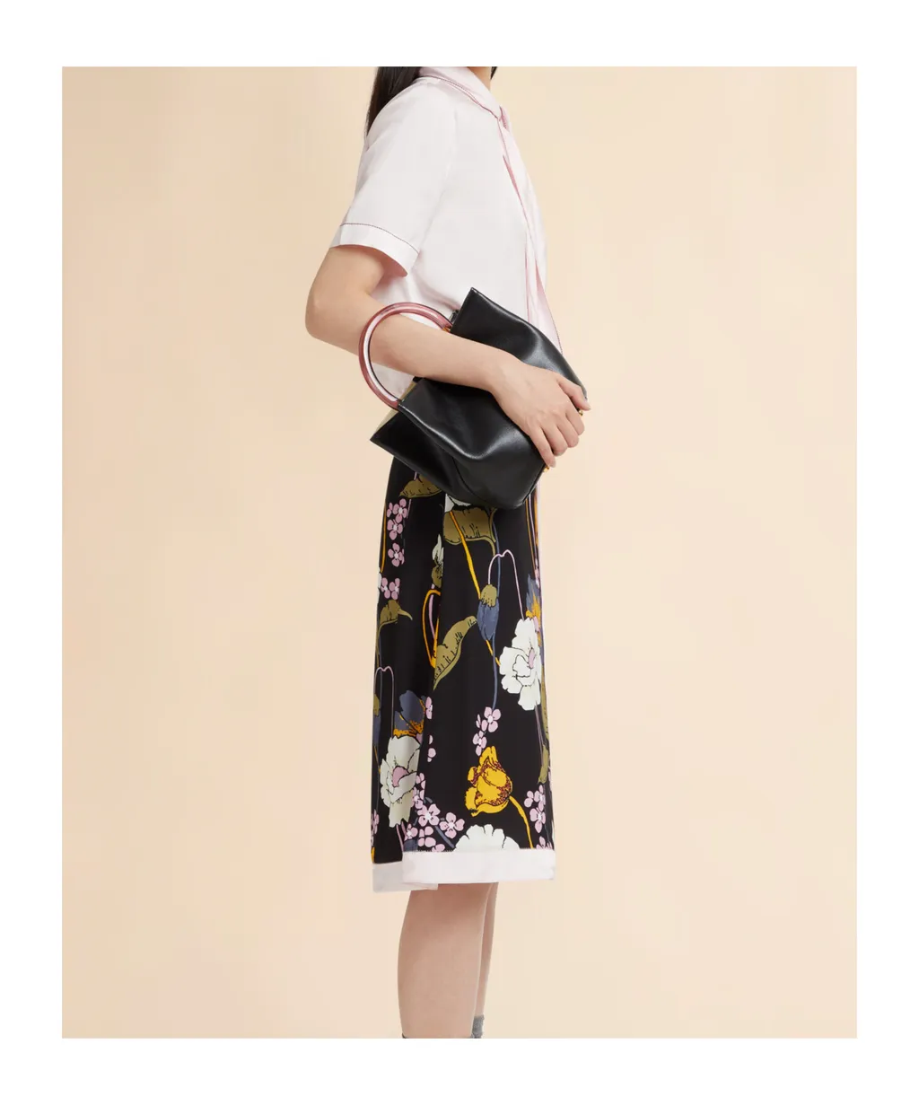 Pink Viscose Twill Top With Neck Tie