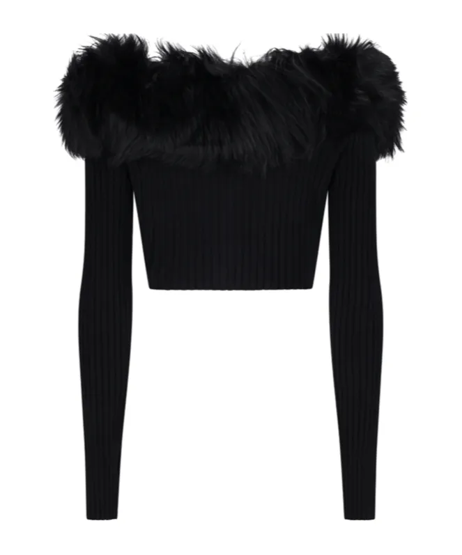 Faux-Fur Trimmed Cardigan