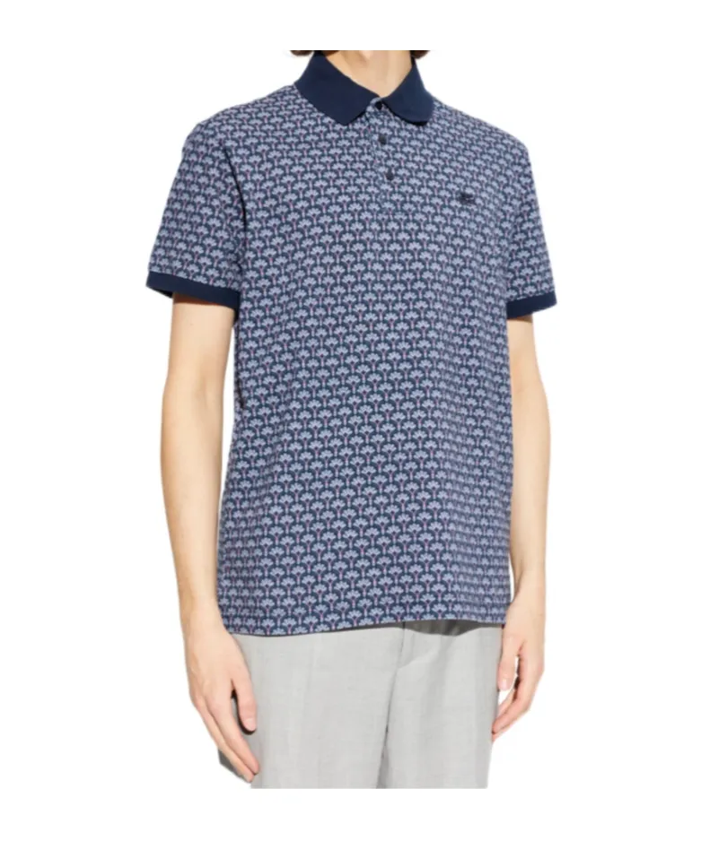 Etro Palm-Motif Short-Sleeved Polo Shirt