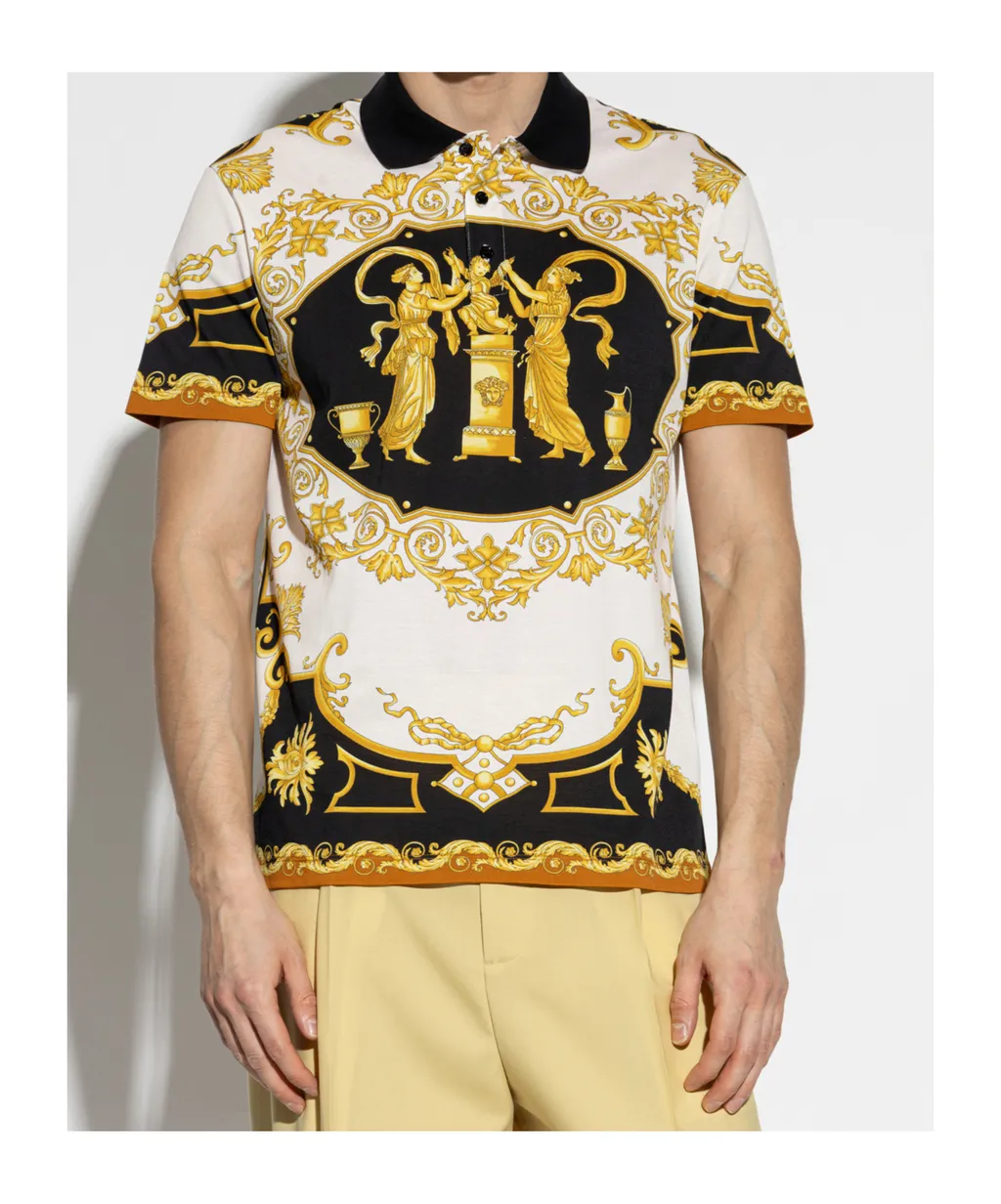 Versace Hall Of Heroes Printed Polo Shirt