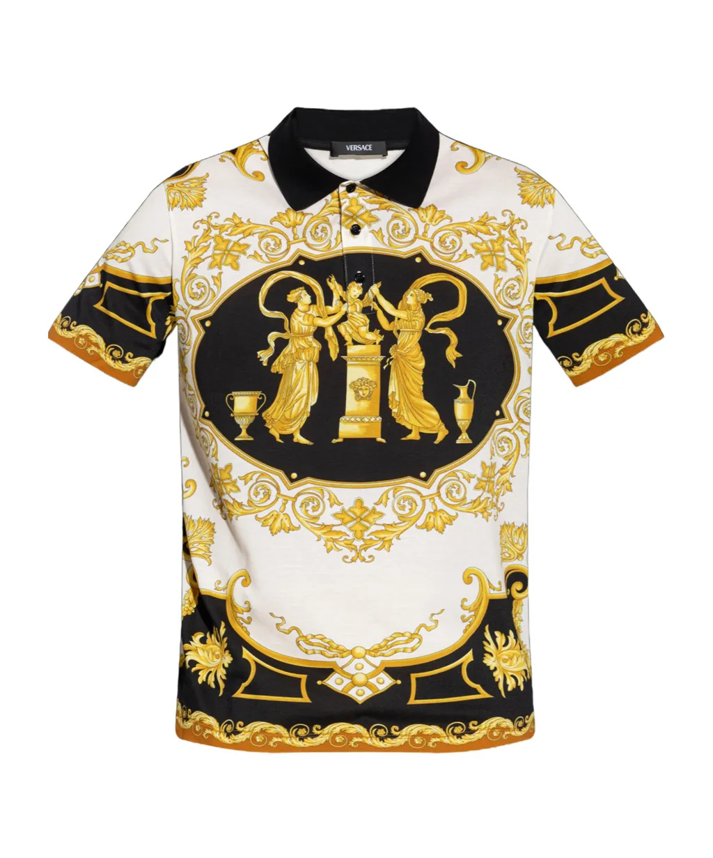 Versace Hall Of Heroes Printed Polo Shirt