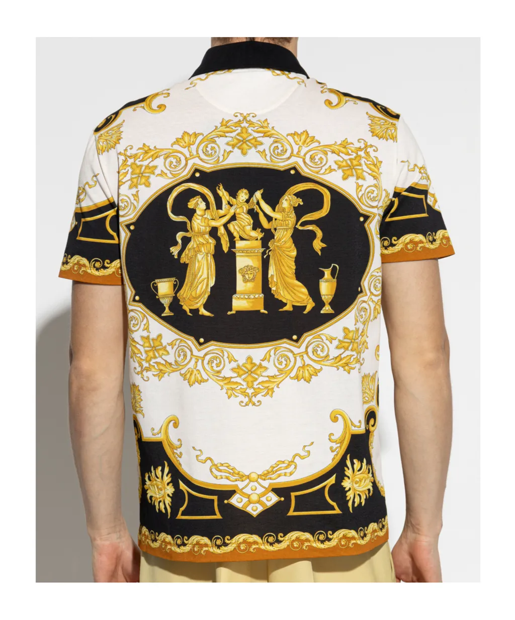 Versace Hall Of Heroes Printed Polo Shirt