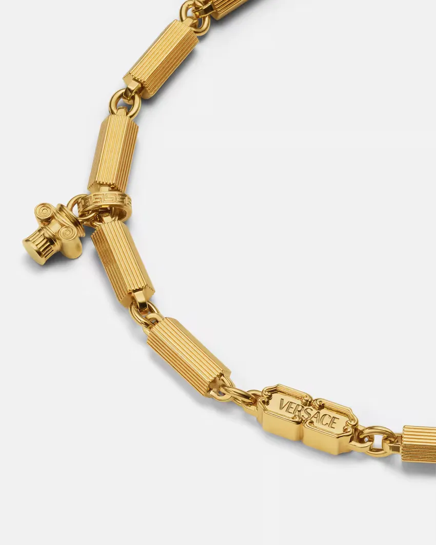 Versace Logo Engraved Column Necklace