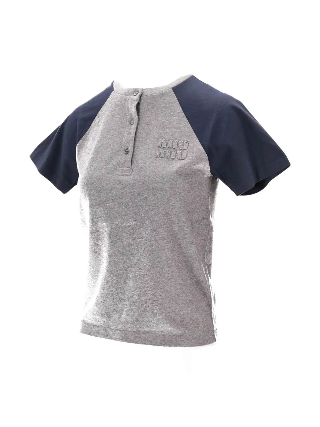 Raglan-Sleeve Buttoned T-Shirt