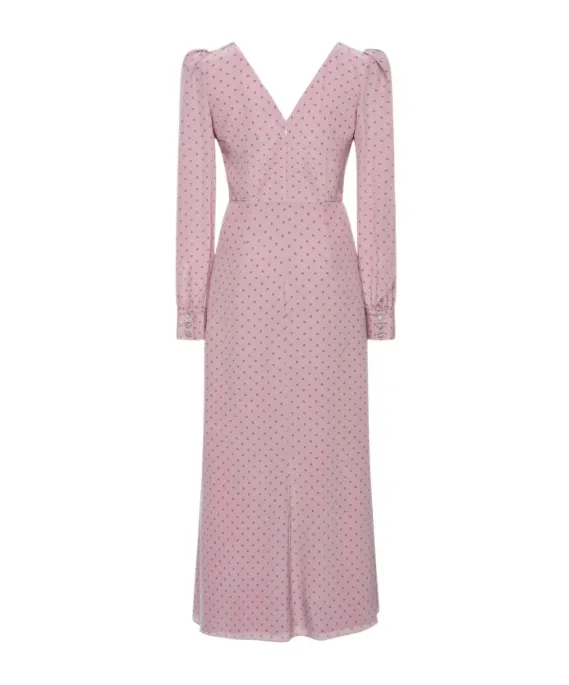 Polka Dot Midi Dress With Ruffles