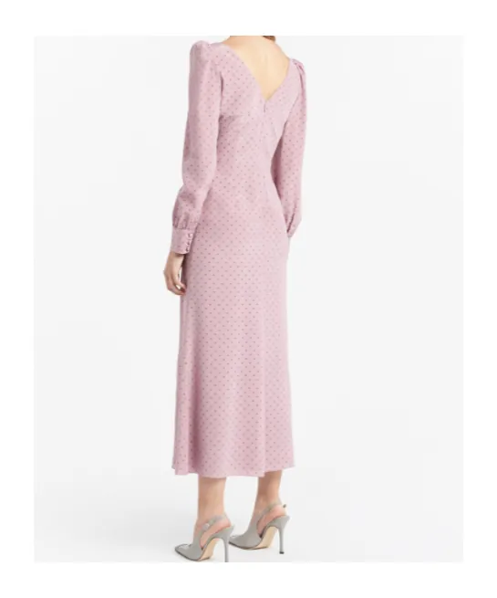 Polka Dot Midi Dress With Ruffles